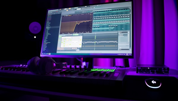 Music production studio setup